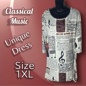 CLASSICAL Music Unique Sharkbite Dress Size 1XL Pom Pom